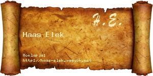 Haas Elek névjegykártya